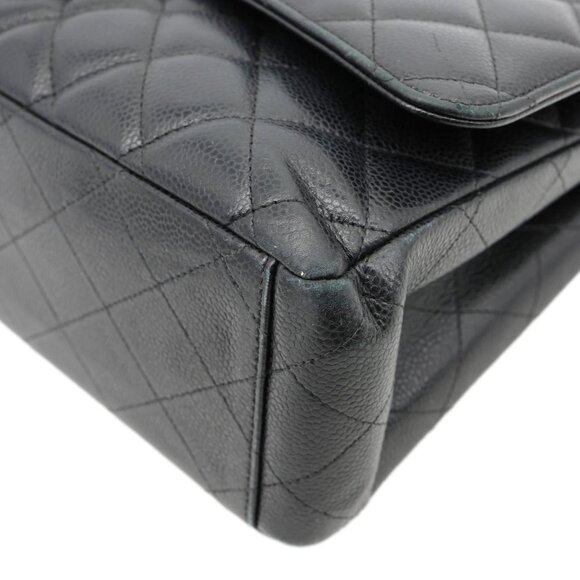 Chanel  Classic Double Flap Maxi Caviar Leather Shoulder Bag Black - Picture 10 of 15